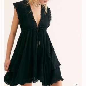 Free People Antionette Black mini dress
